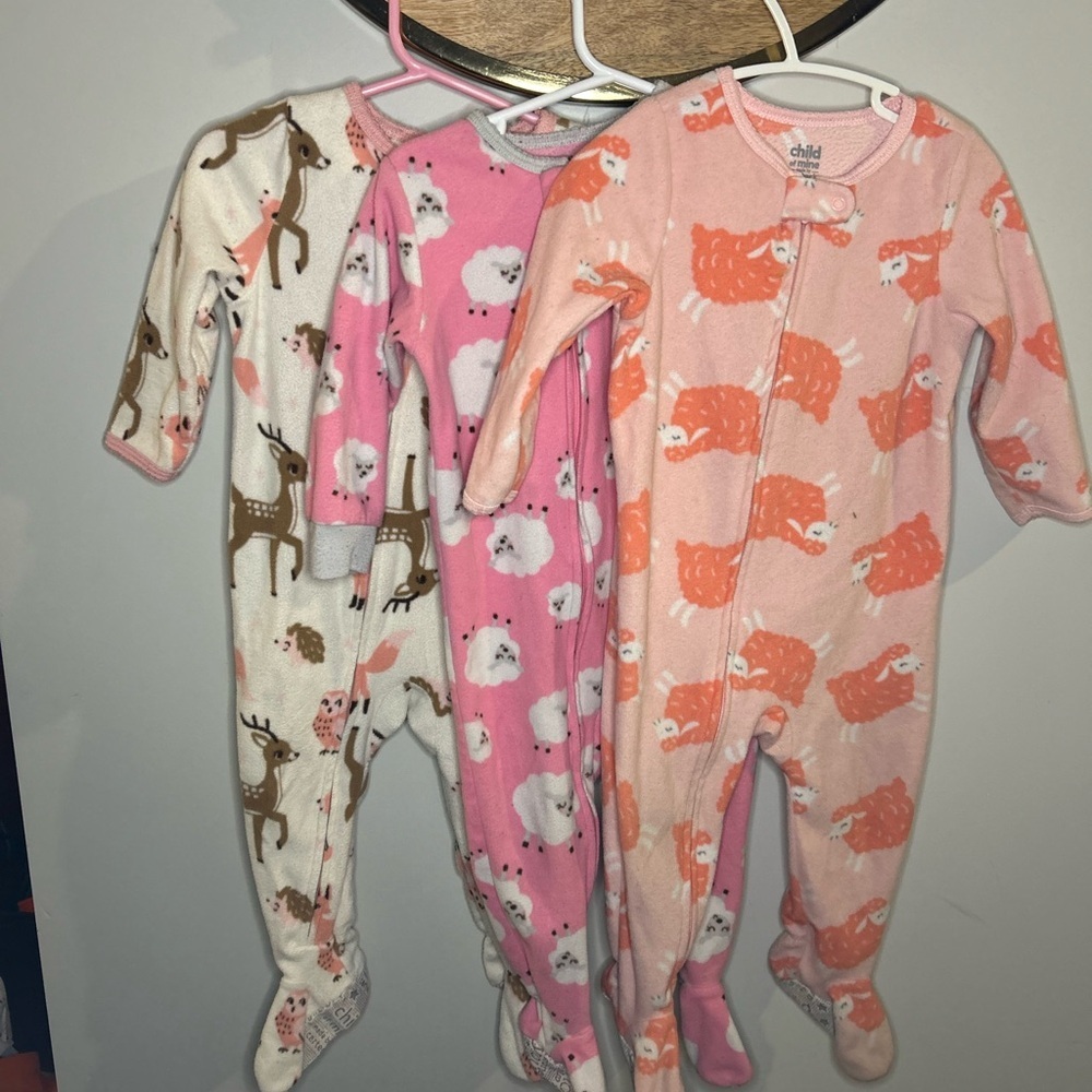 Carter's Pink, Cream, and Orange Sheep Print Footies